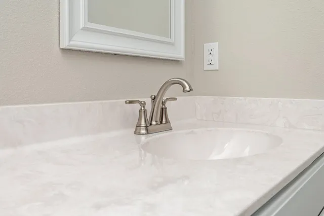 a close view of a bathtub in a bathroom