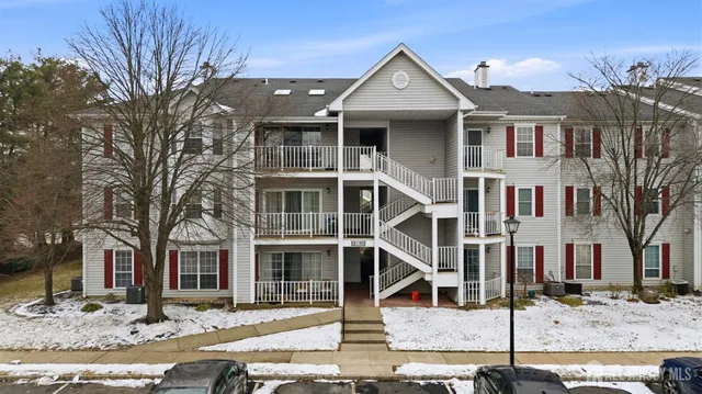 a front view of a building with street