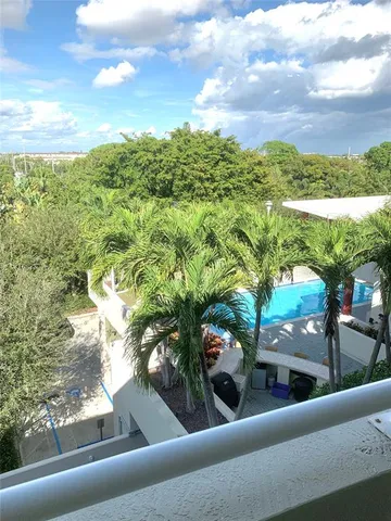 a view of a building from a window