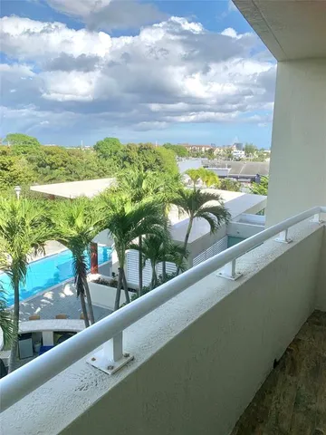 a view of a city from a balcony
