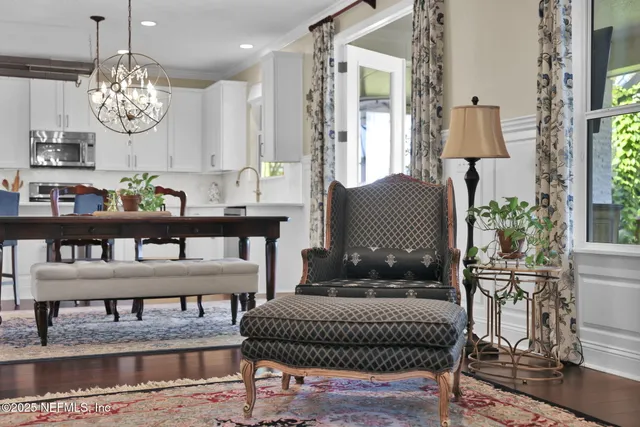 a living room with furniture