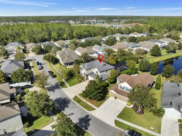 a view of a park with palm trees