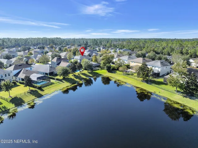 a view of a park with swings