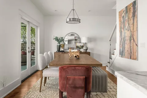 a bedroom with a bed and a cabinets