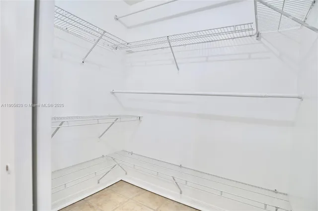 a view of a room with racks on the wall