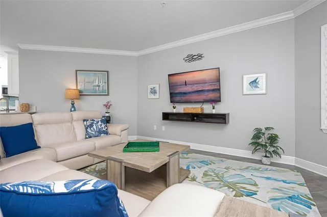 a living room with furniture and a rug