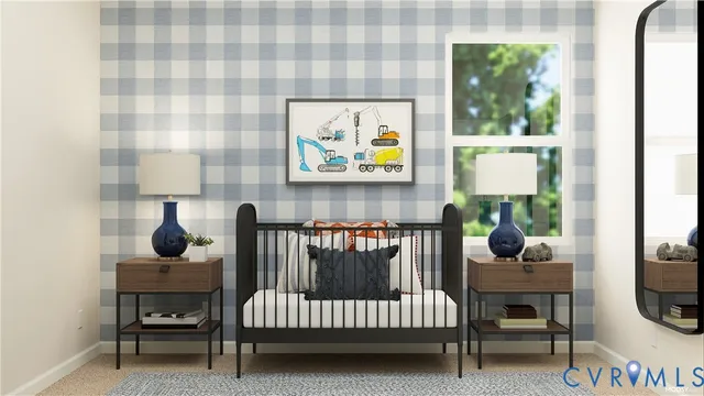 a bedroom with furniture and a window