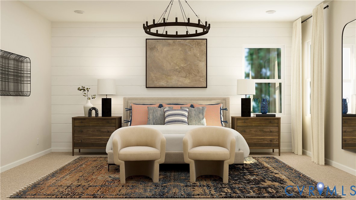 15712 Greenhart Drive Chesterfield, VA 23832 - Photo 25 of 32 a bedroom with a bed and a mirror with a rug