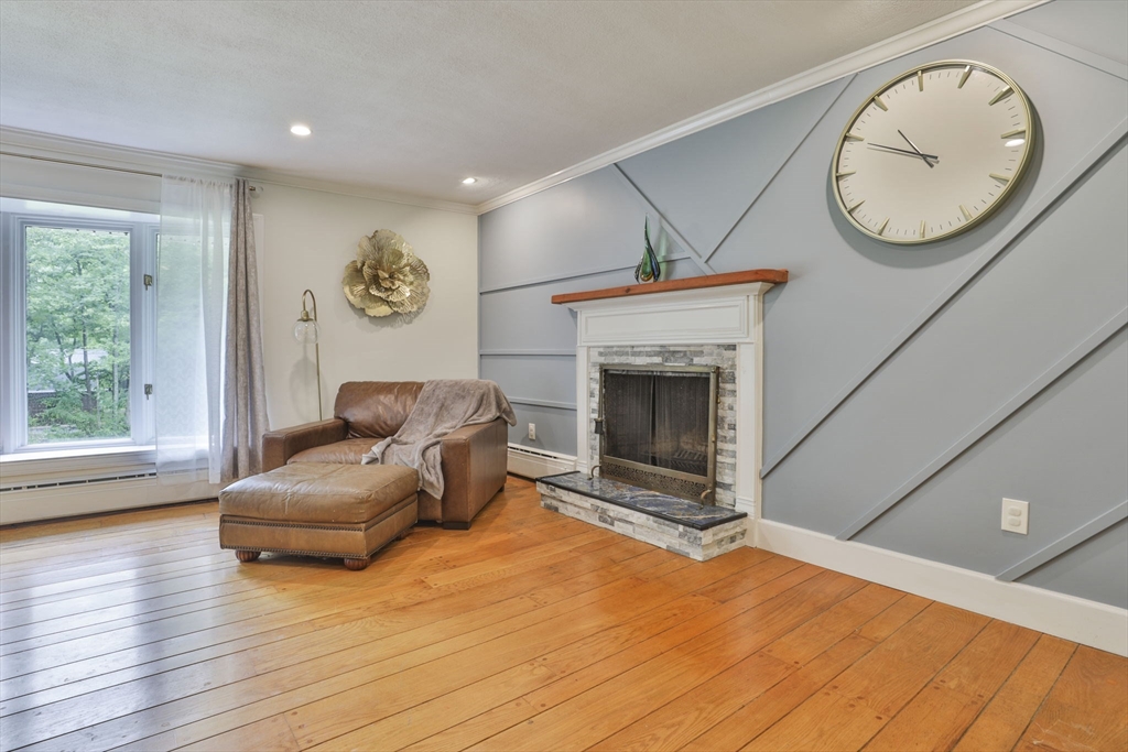 168 East Haynes Road Townsend, MA 01469 - Photo 3 of 23 a living room with furniture a clock and a fireplace