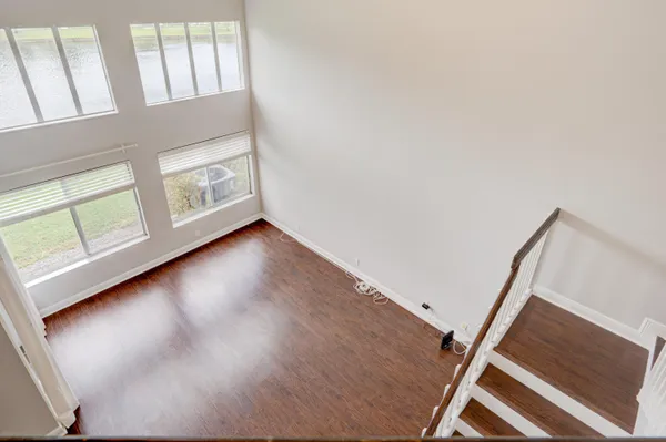 a view of an empty walk in closet