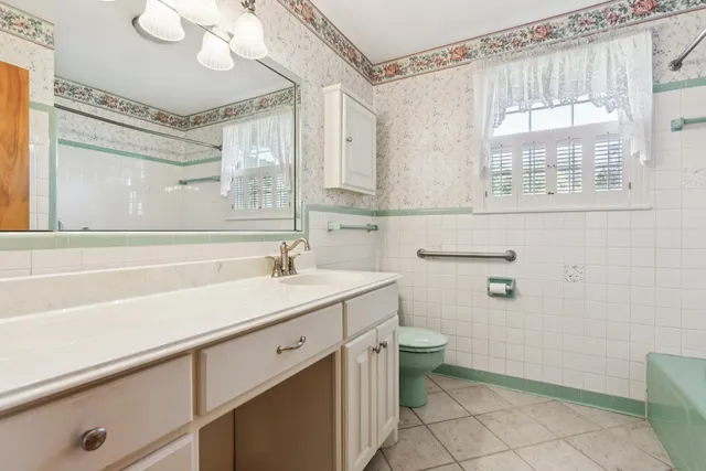 a bathroom with a sink a toilet a mirror and a shower