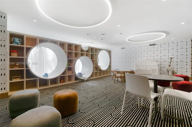 a view of a building with a glass door