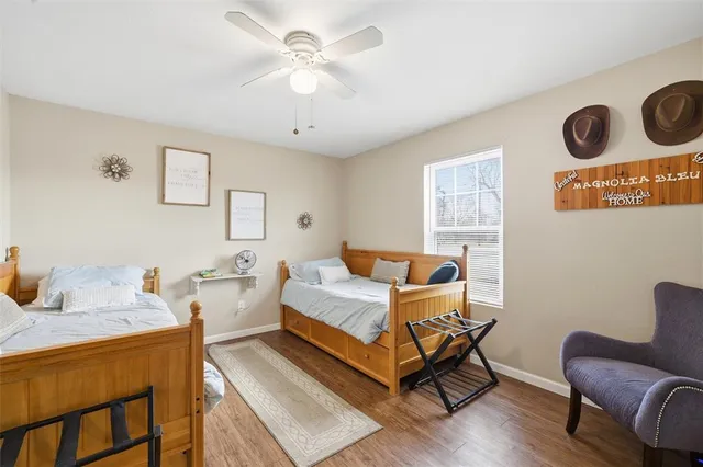 a bed room with a bed and furniture