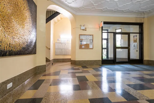 a view of a black and white checkered floor