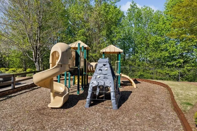 a view of a park with slide