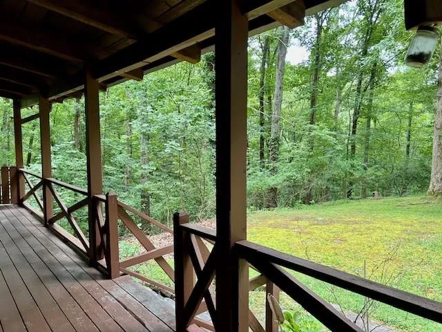 a view of outdoor space with deck and wooden floor