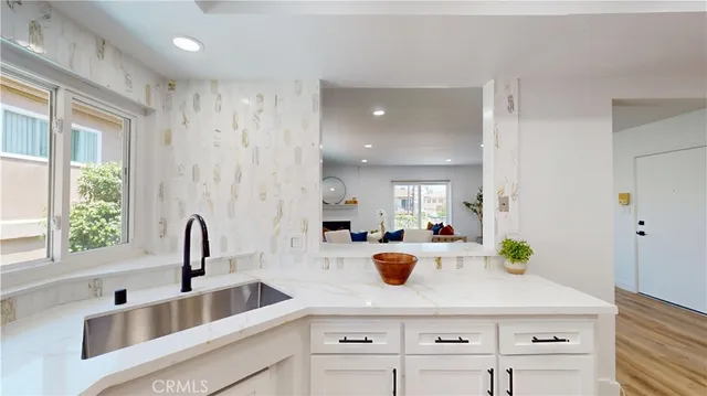 a view of a kitchen with an empty space