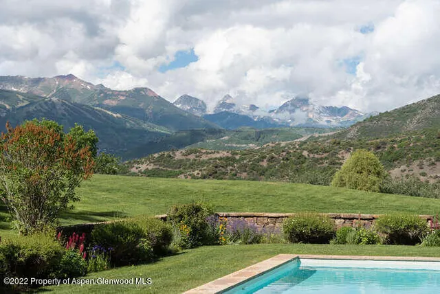 a view of a city with lush green forest