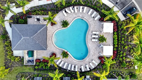 a view of a swimming pool with a lake