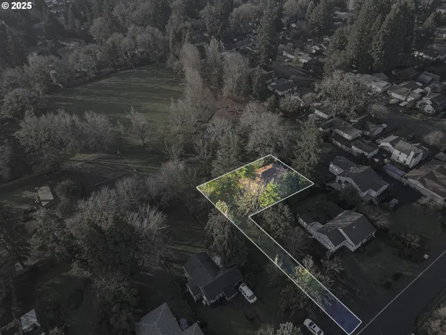 an aerial view of residential house and lake