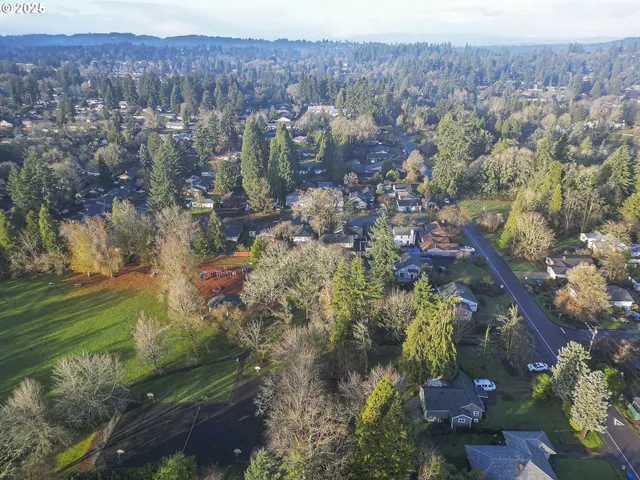a view of a lake in middle of the town