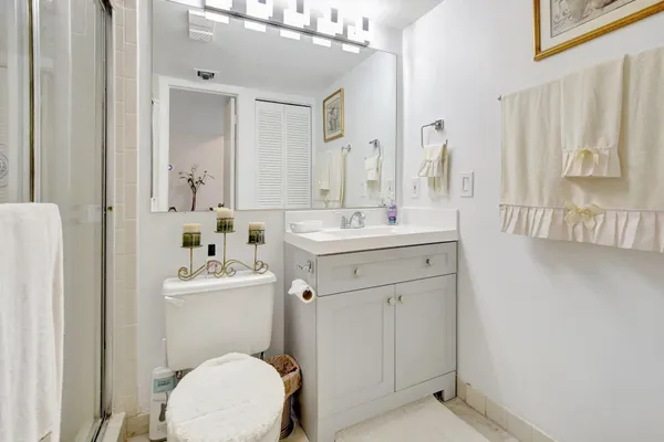 a bathroom with a sink a toilet and vanity