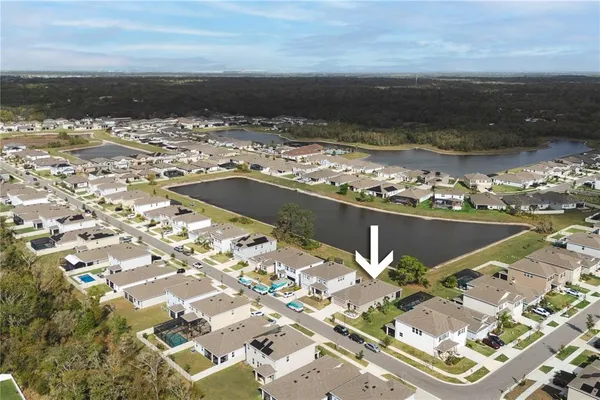 an aerial view of a house