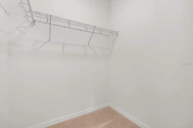 a view of a room with racks on the wall