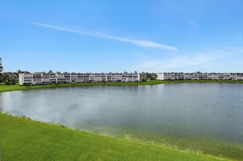 a view of a lake with a city view