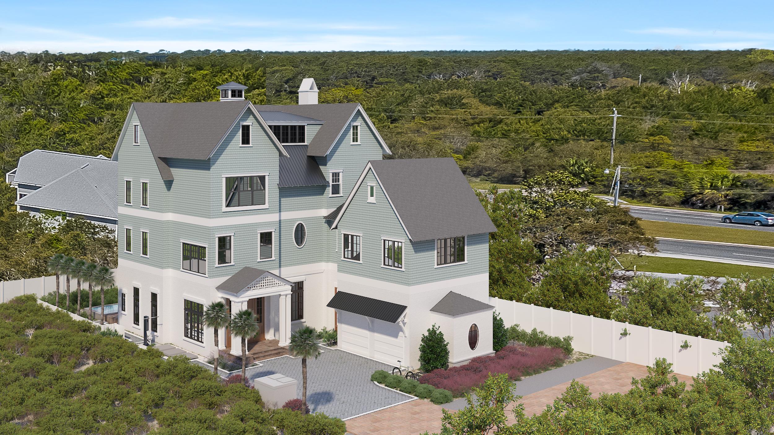 an aerial view of a house