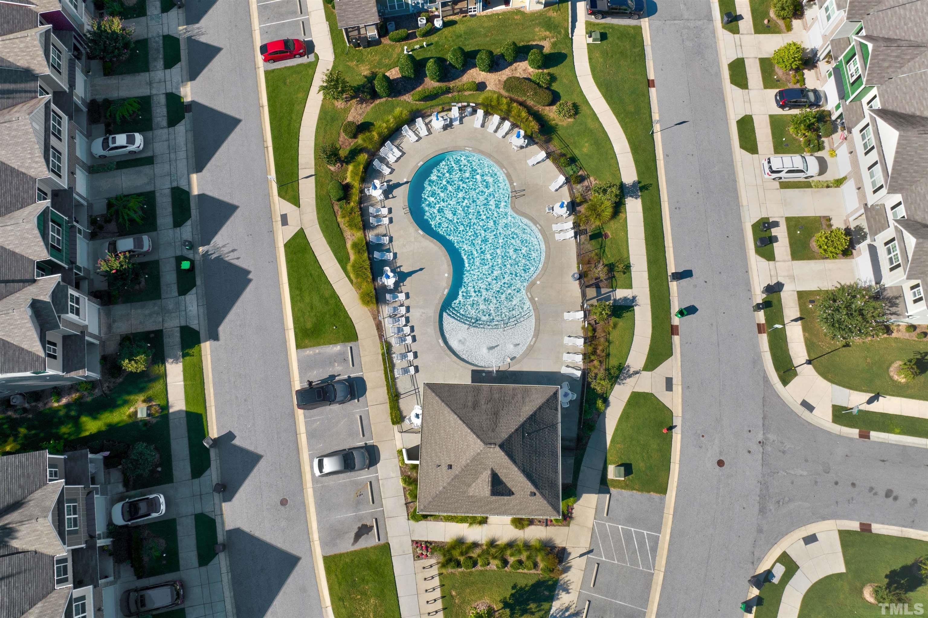 714 Treviso Lane Apex, NC 27502 - Photo 41 of 41 an aerial view of residential house with outdoor space and swimming pool