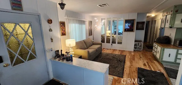 a bedroom with a bed and a walk in closet