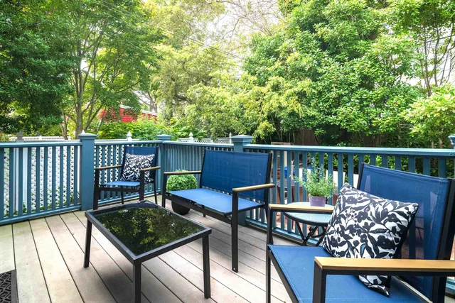 a view of a two chairs in the deck