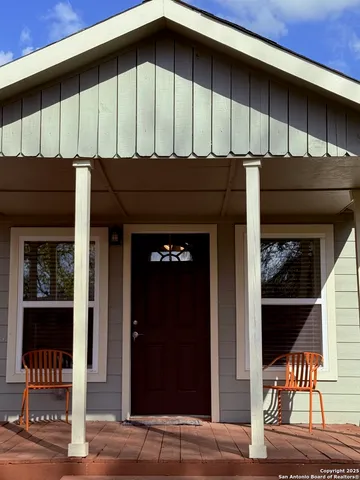a black building with black door