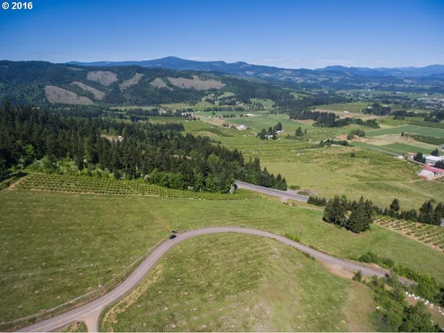 a view of a city with mountains in the background