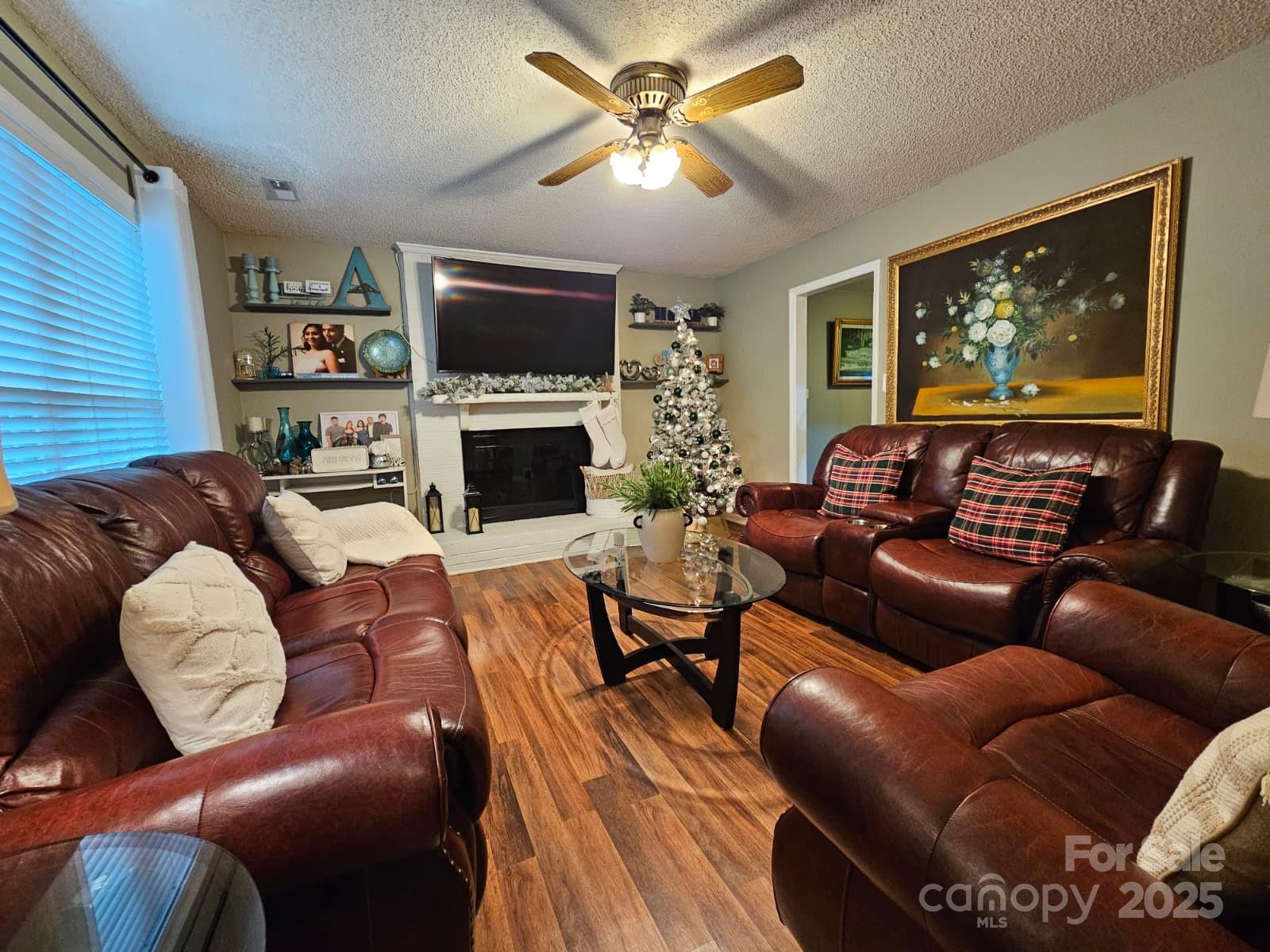 7344 Rena Mae Lane Charlotte, NC 28227 - Photo 10 of 19 a living room with furniture a fireplace and a flat screen tv