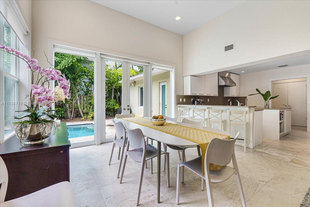 435 Ridgewood Road Key Biscayne, FL 33149 - Photo 6 of 32 a dining room with furniture and large windows