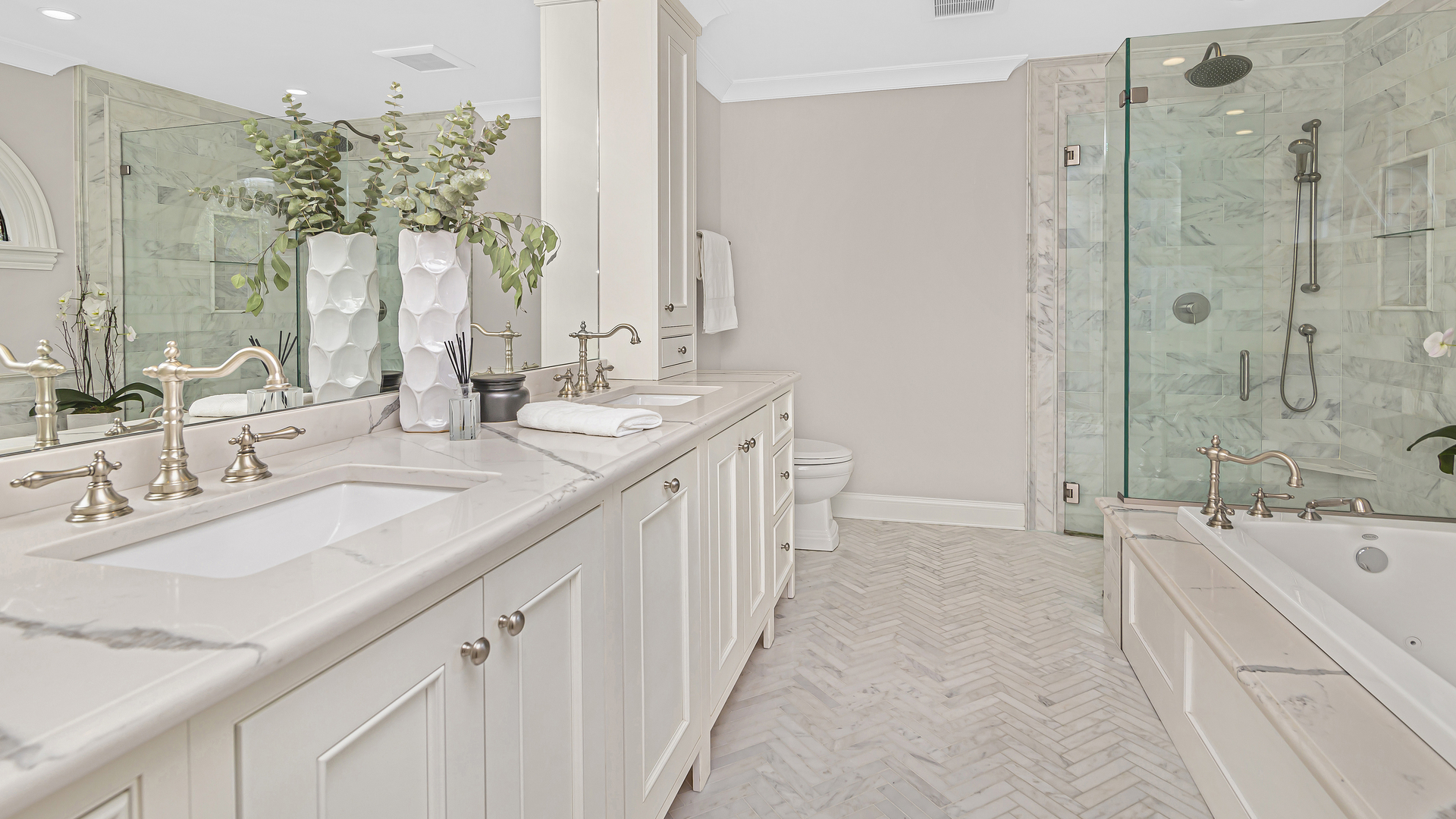 300 Walnut Street Winnetka, IL 60093 - Photo 19 of 28 a spacious bathroom with a double vanity sink mirror double and shower