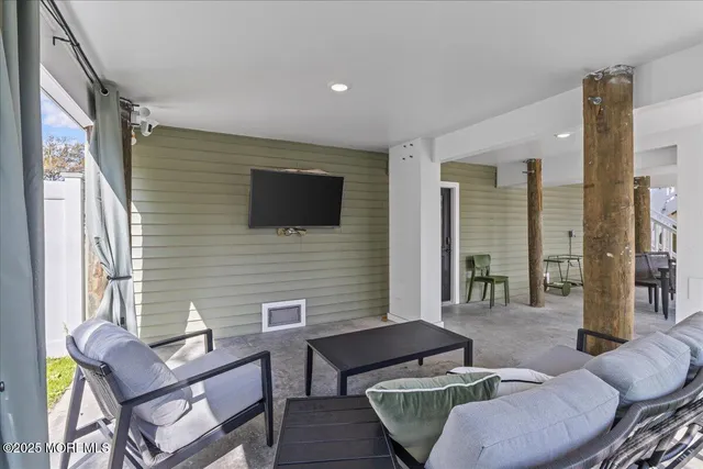 a outdoor living space with furniture