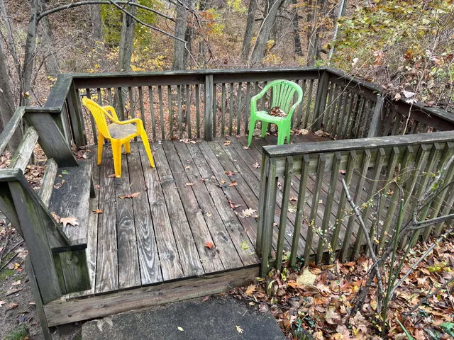 a view of stairs and deck