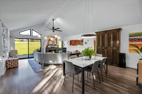 a view of a patio with couches chairs and a table