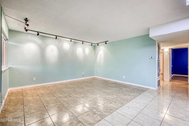 a view of a big room with closet and windows