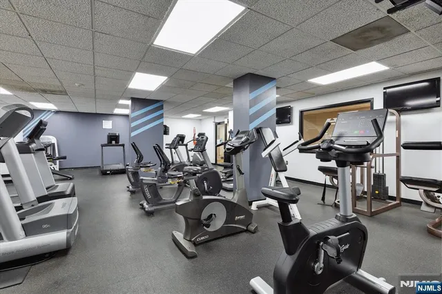 a view of a room with gym equipment