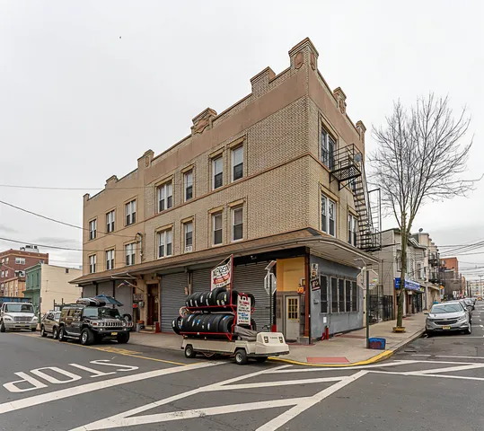 a view of a building and a street