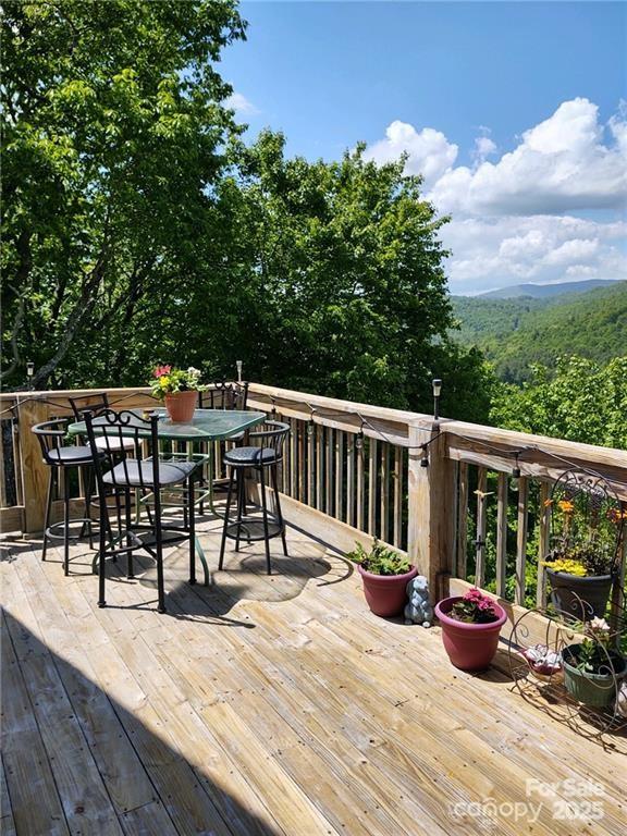 612 Old Home Place Road Tuckasegee, NC 28783 - Photo 40 of 42 a view of a roof deck with dining table and chairs