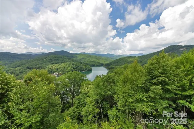 a view of a lake with top of it