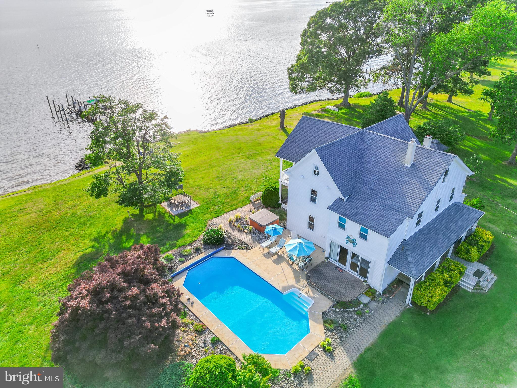 5365 Buena Vista Road Prince Frederick, MD 20678 - Photo 1 of 74 an aerial view of a house with a garden and swimming pool