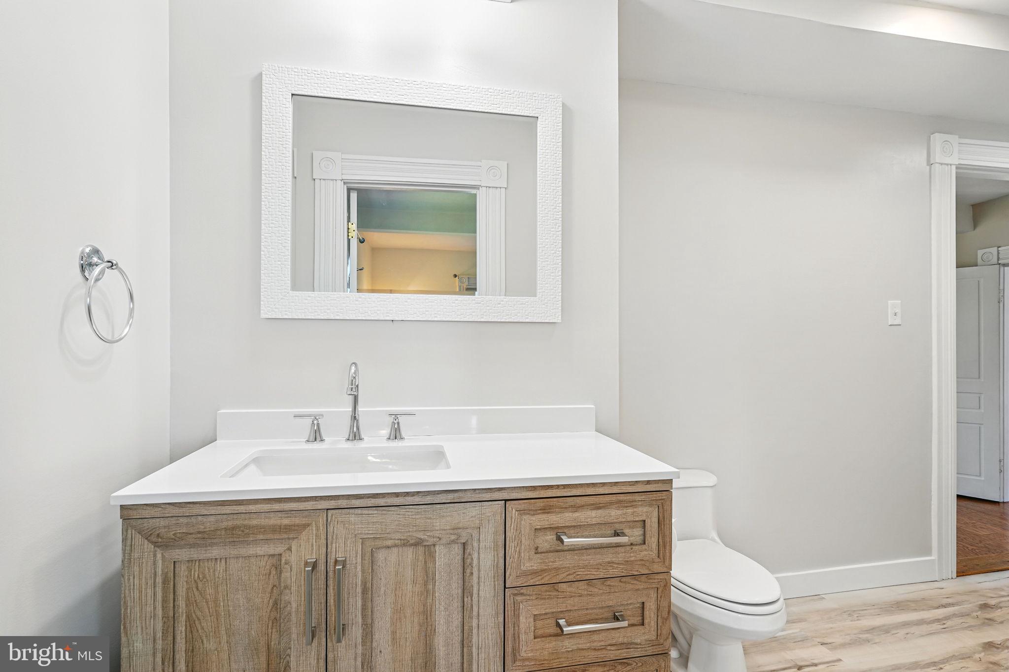 5365 Buena Vista Road Prince Frederick, MD 20678 - Photo 64 of 74 a bathroom with a toilet a sink and a mirror