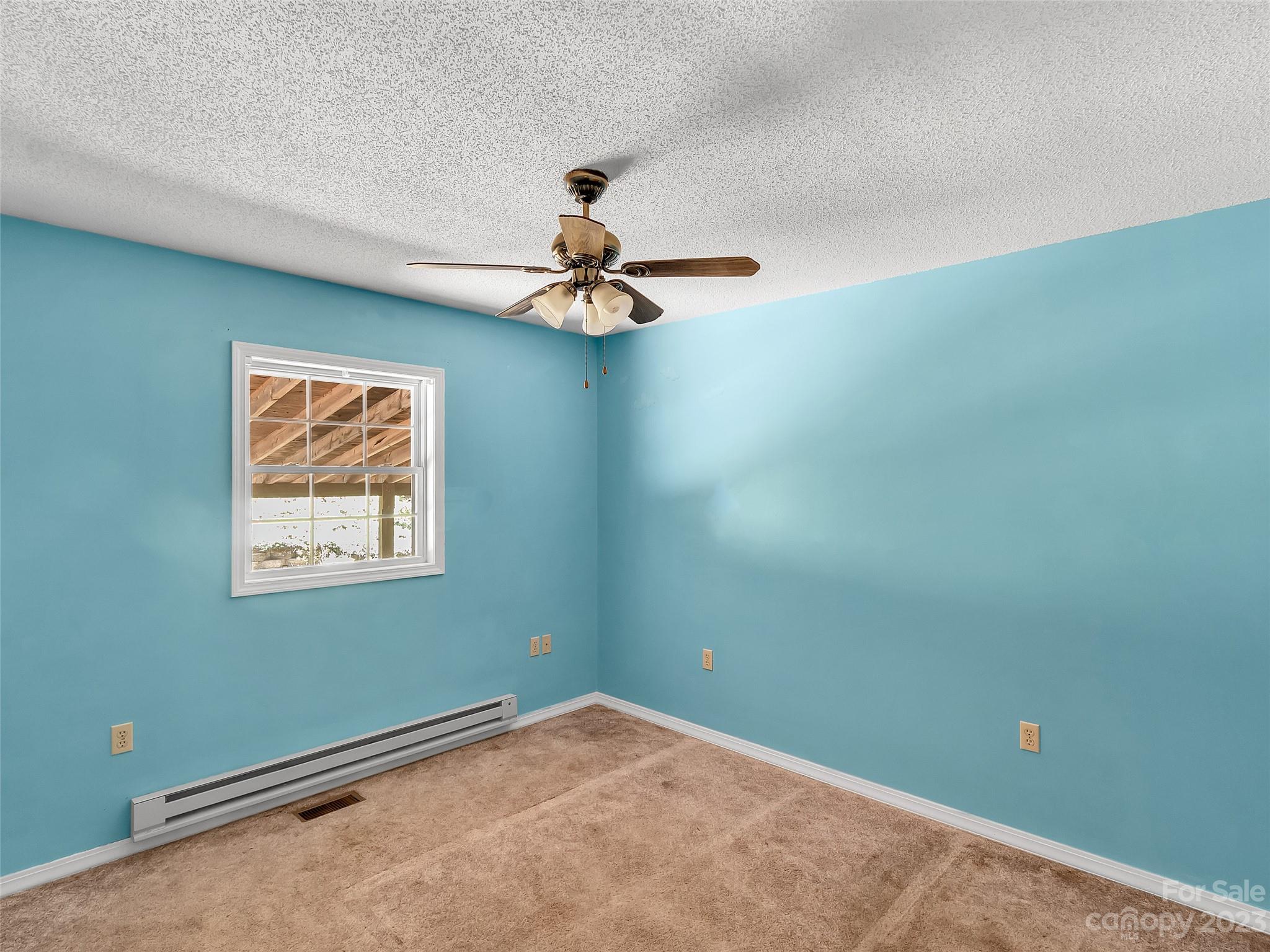 799 Nellie John Drive Clyde, NC 28721 - Photo 23 of 38 an empty room with a window and a ceiling fan