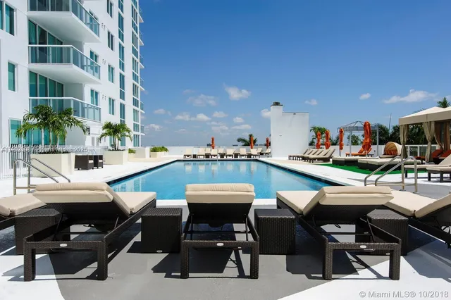 an outdoor space with seating